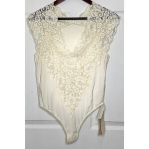 We Are HAH Lace Lady Like Bodysuit Size LARGE Ivory Cream Sexy Lingerie NEW